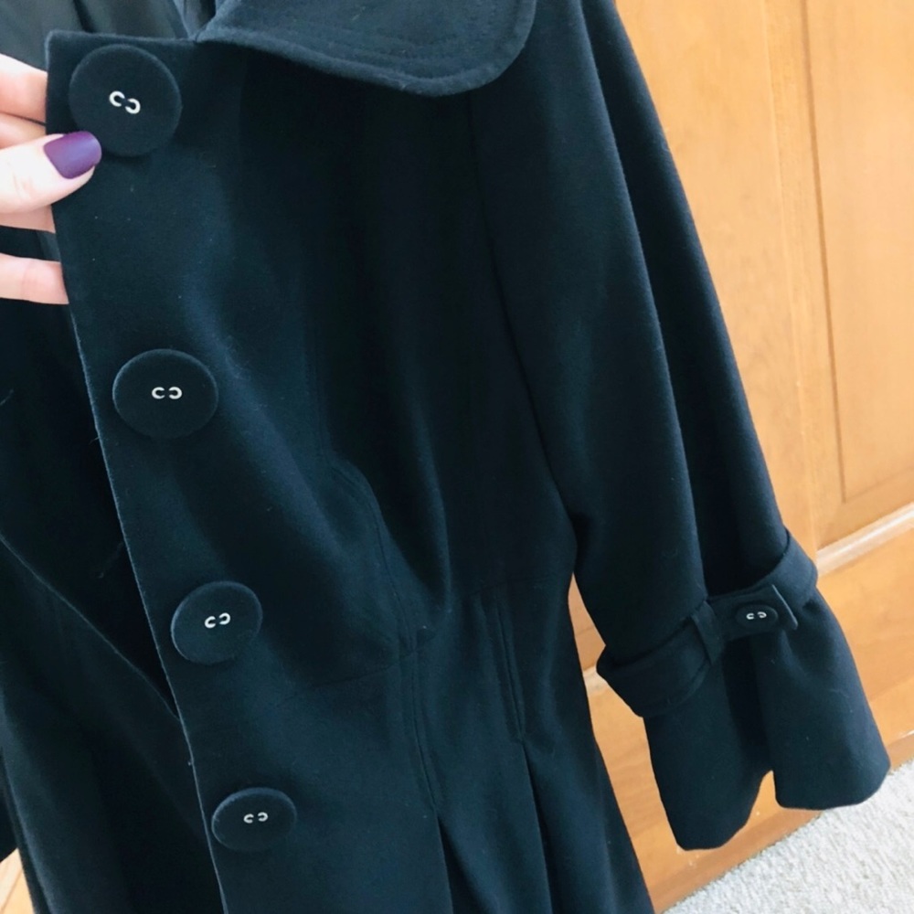 Black Blazer Jacket Button Down Up Light Pea Coat… - image 6